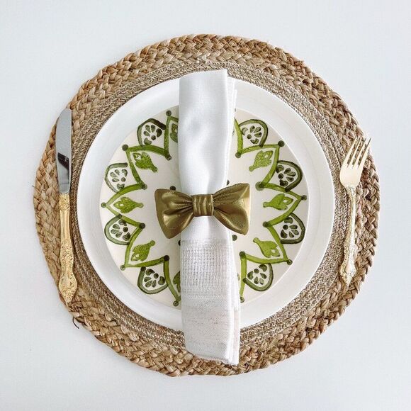 Stylish Bow Napkin Rings – Antique Gold - Handmade - Wedding Party Event Planner - Picture 1 of 13